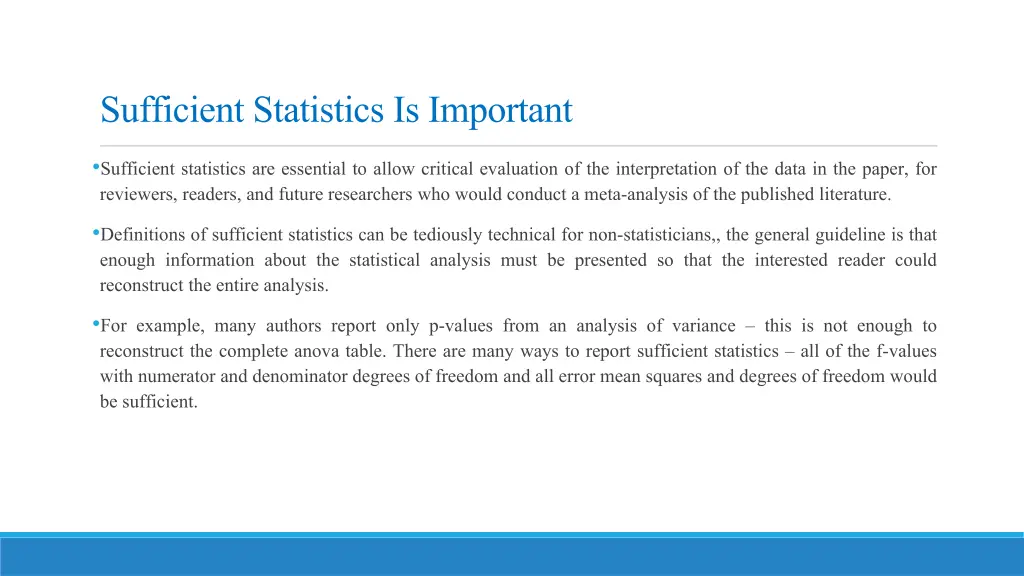 sufficient statistics is important