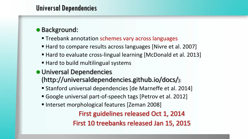 universal dependencies 1