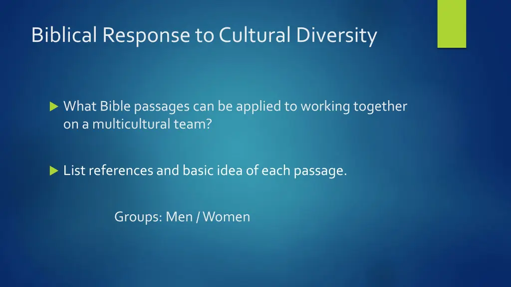 biblical response to cultural diversity
