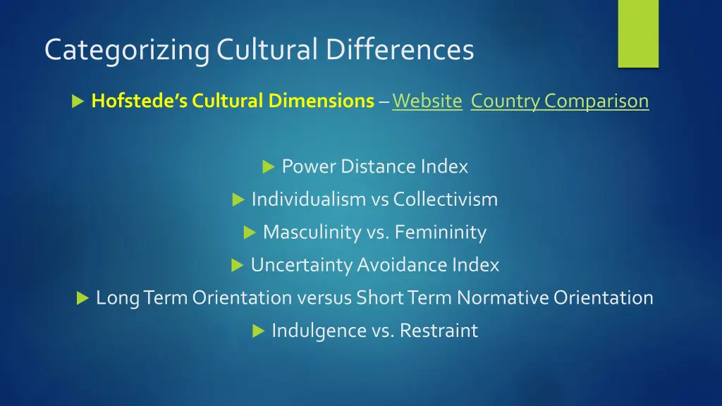 categorizing cultural differences 2