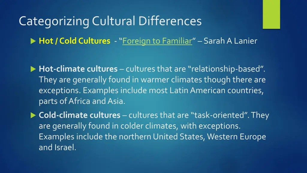categorizing cultural differences