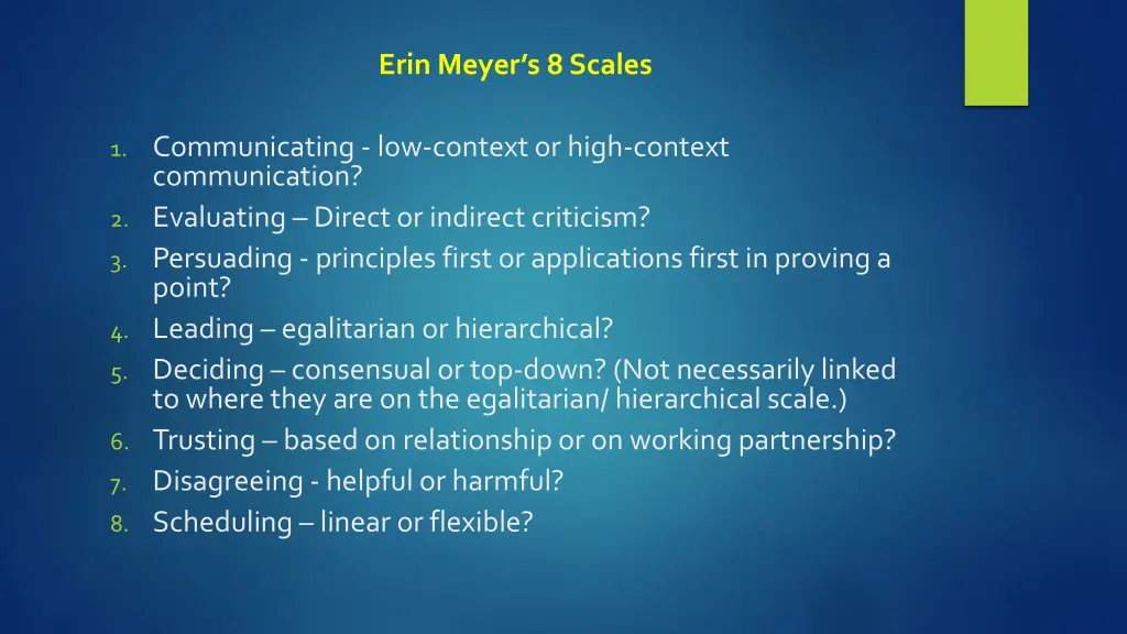 erin meyer s 8 scales