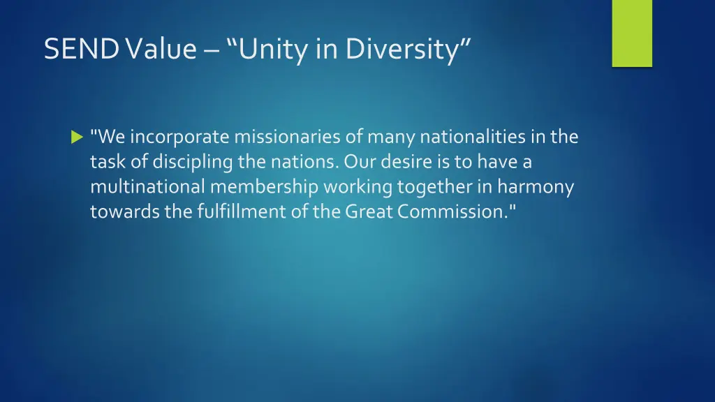 send value unity in diversity
