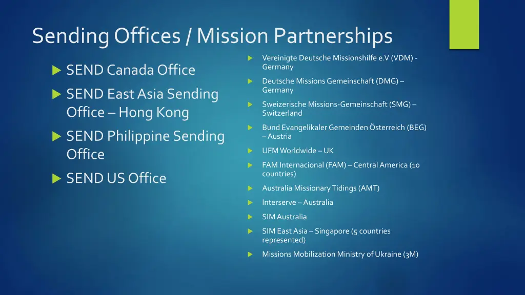 sending offices mission partnerships