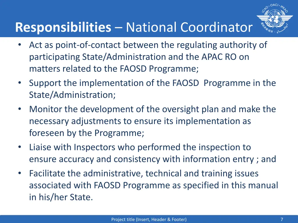 responsibilities national coordinator