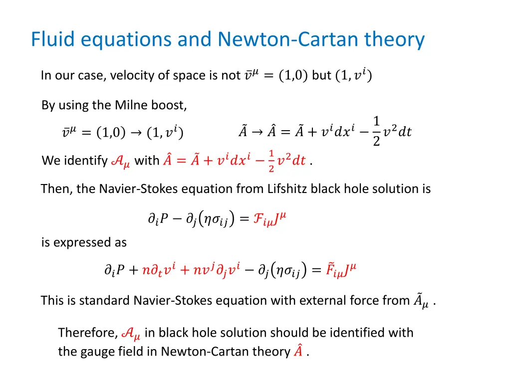 fluid equations and newton cartan theory
