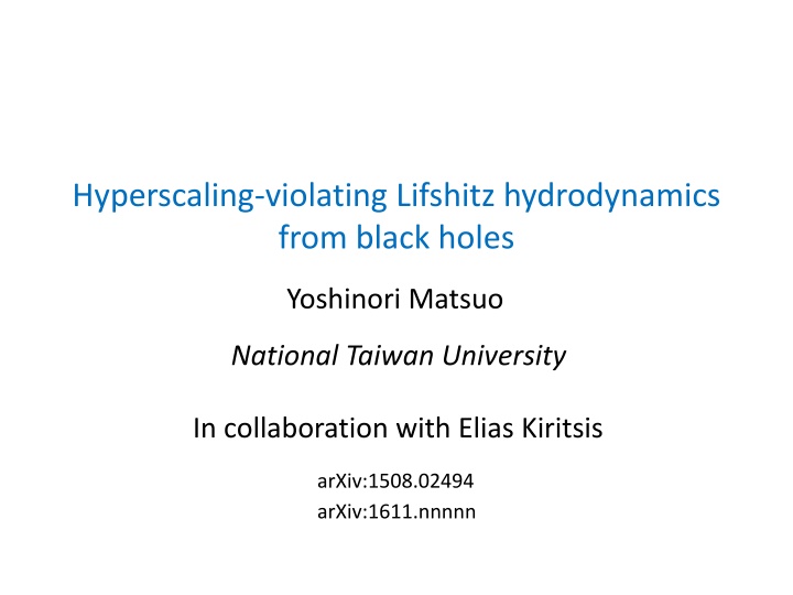 hyperscaling violating lifshitz hydrodynamics