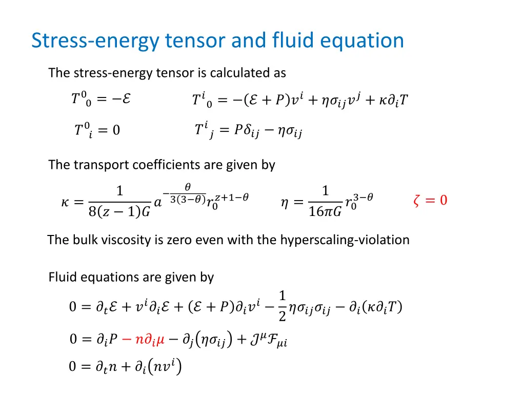 stress energy tensor and fluid equation