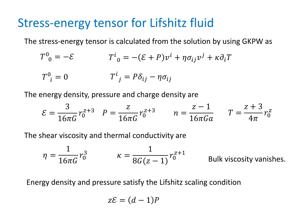 stress energy tensor for lifshitz fluid