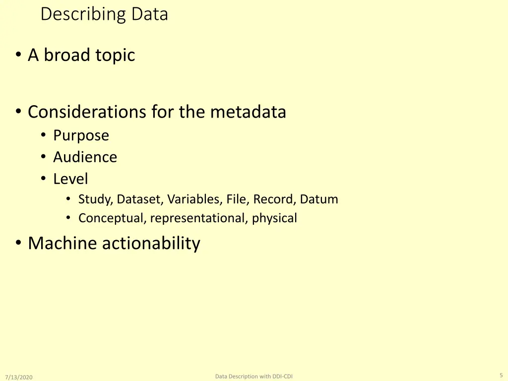 describing data