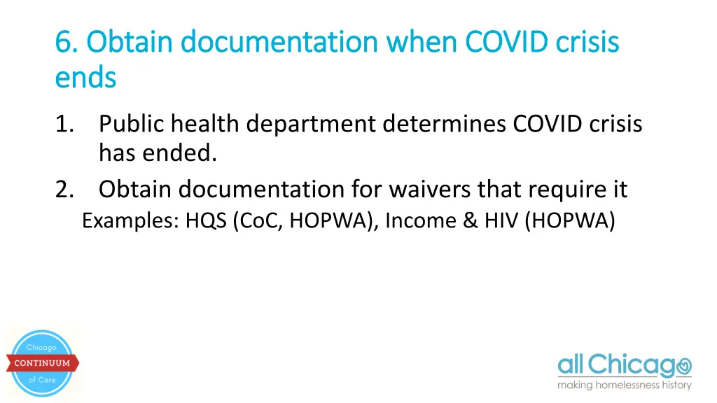 6 obtain documentation when covid crisis 6 obtain