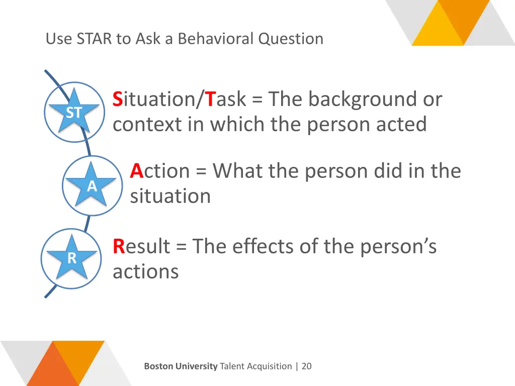 use star to ask a behavioral question
