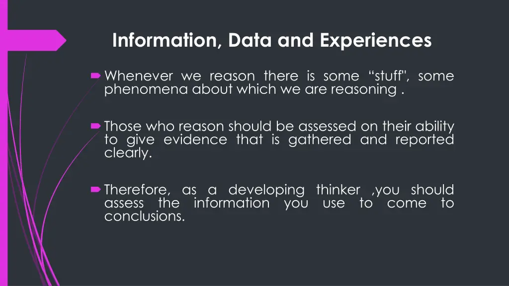 information data and experiences