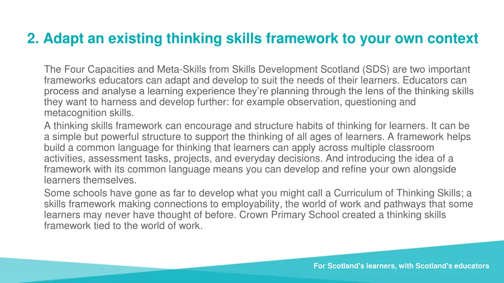 2 adapt an existing thinking skills framework
