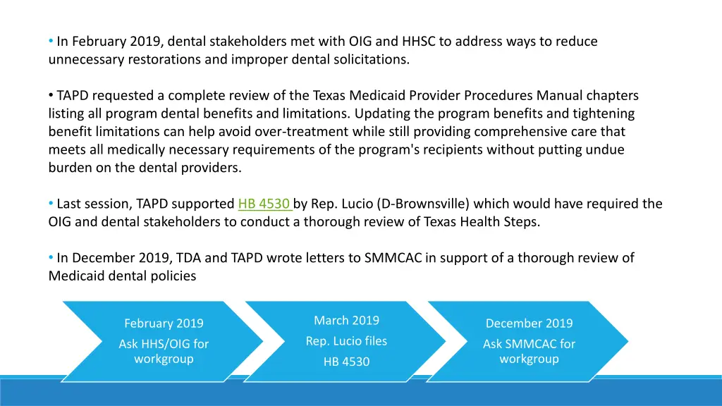 in february 2019 dental stakeholders met with