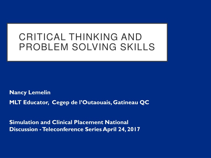 critical thinking and problem solving skills
