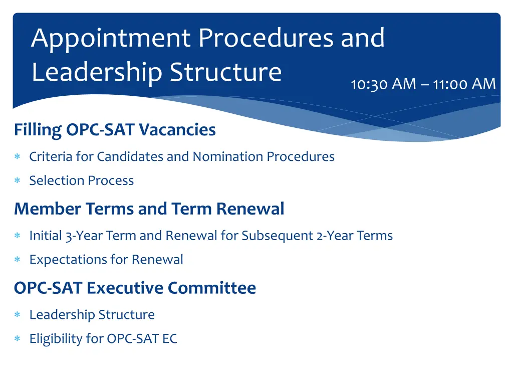 appointment procedures and leadership structure