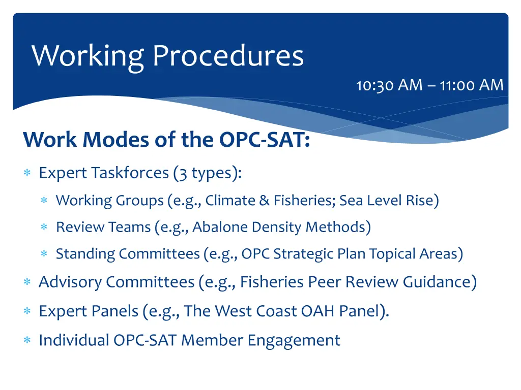 working procedures 1