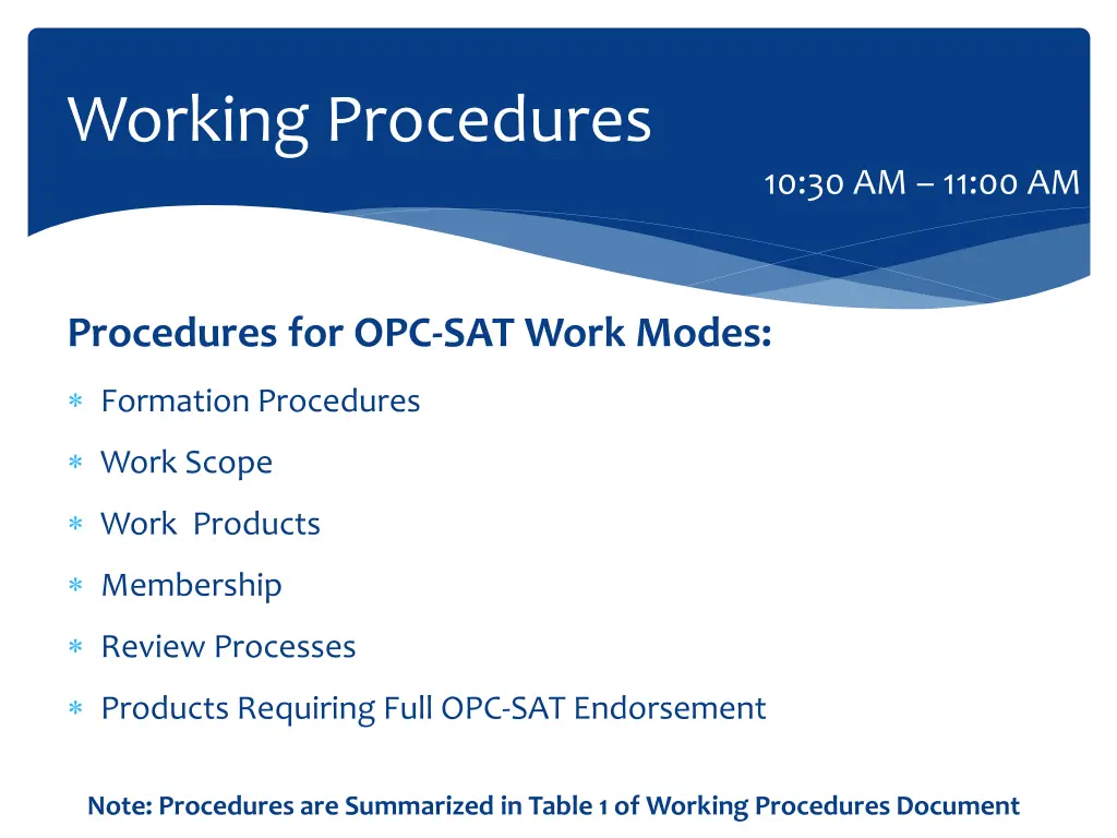 working procedures 2