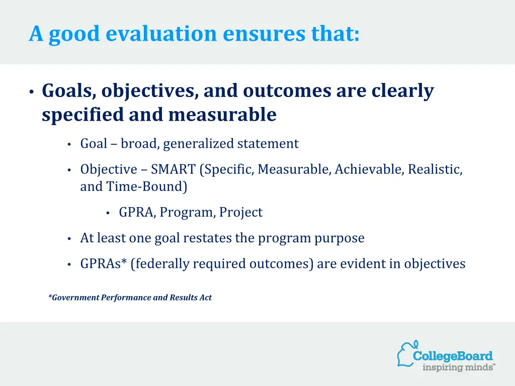 a good evaluation ensures that