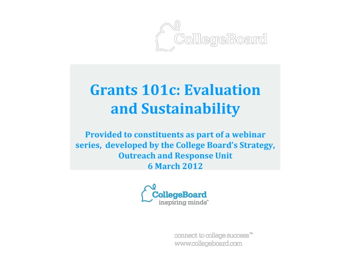 grants 101c evaluation and sustainability