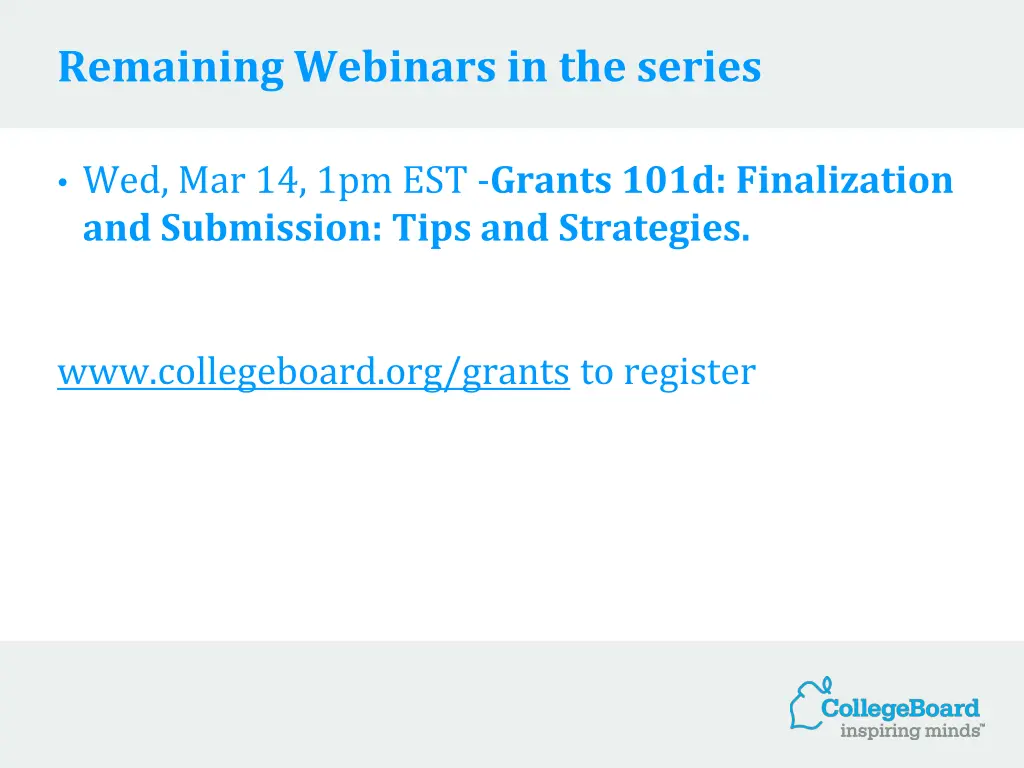 remaining webinars in the series