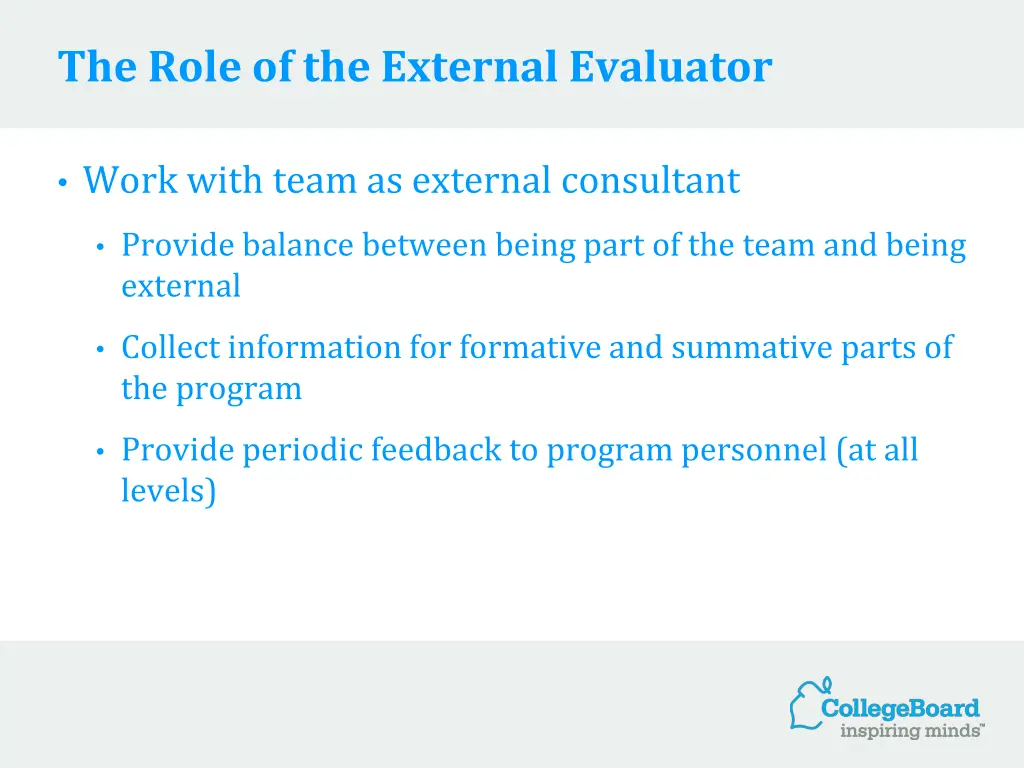 the role of the external evaluator