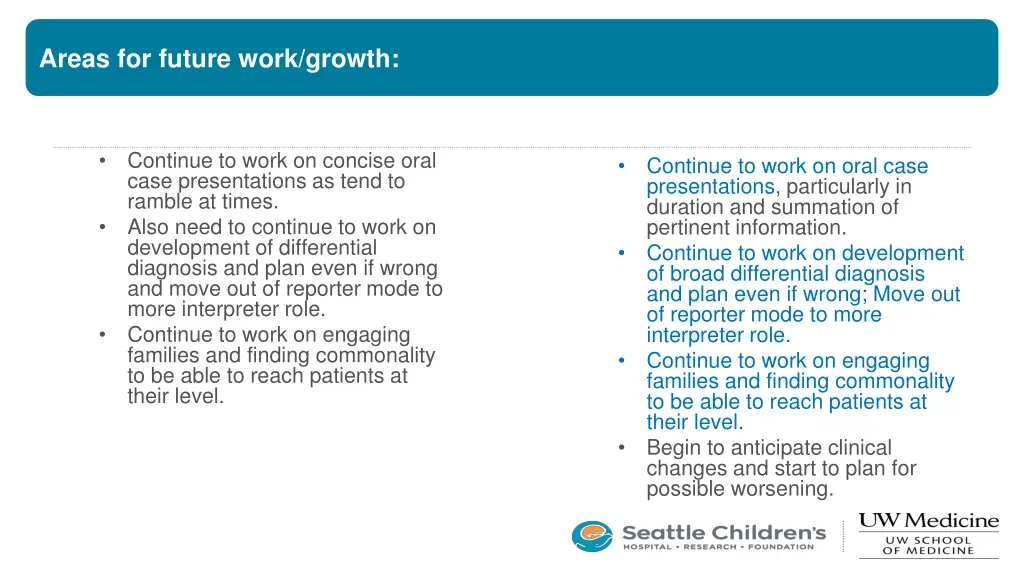areas for future work growth