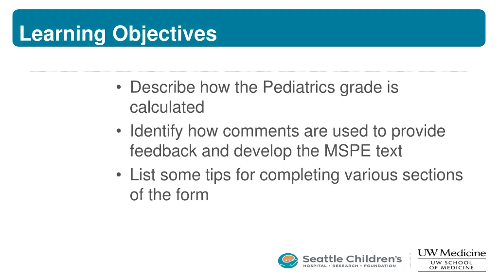 learning objectives