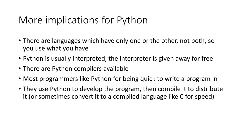 more implications for python