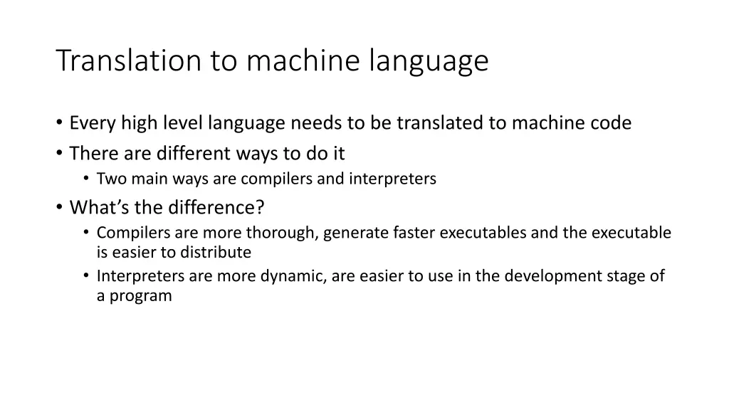 translation to machine language