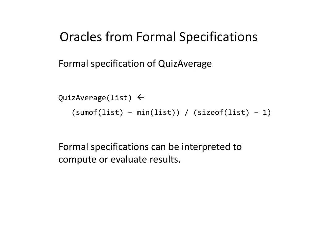 oracles from formal specifications