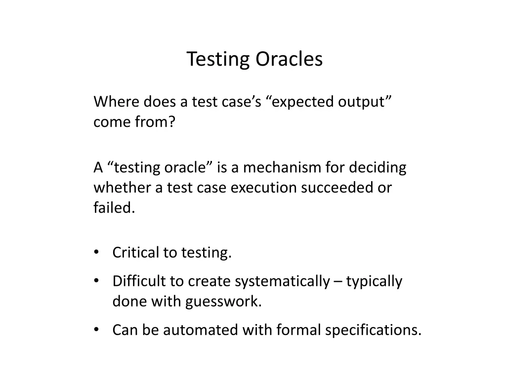 testing oracles
