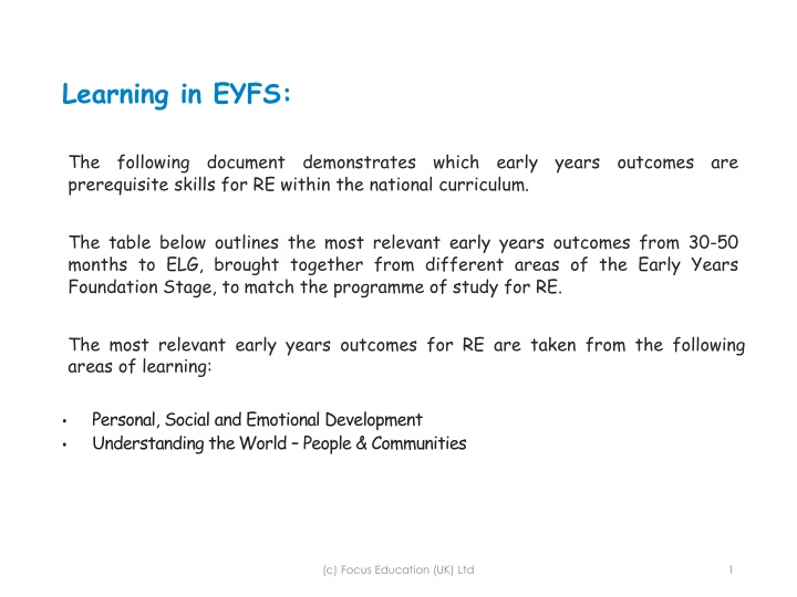 learning in eyfs