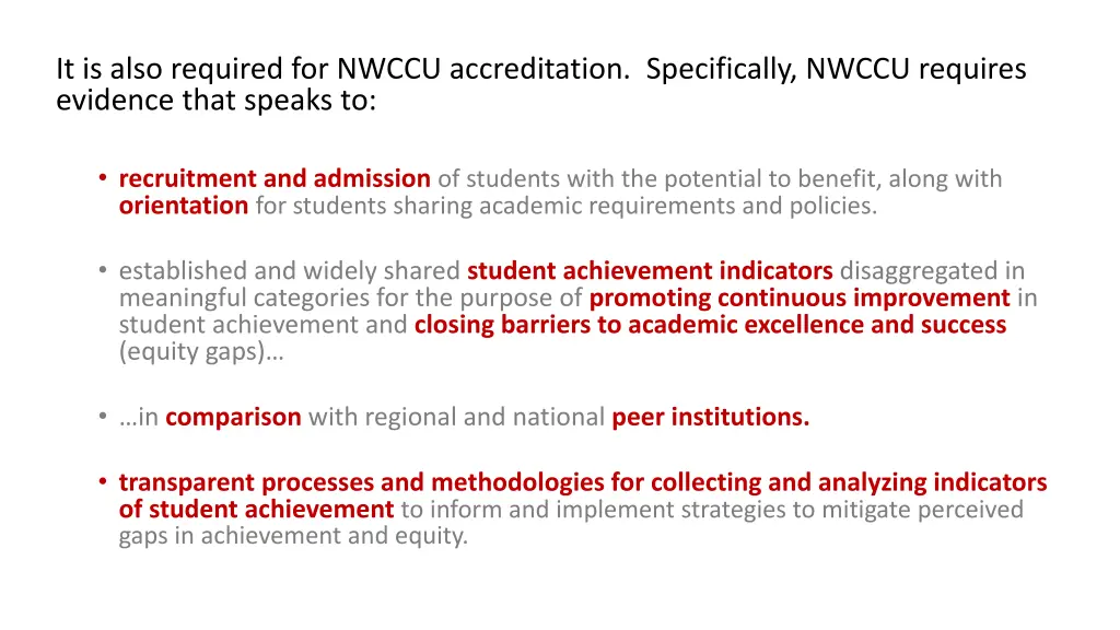 it is also required for nwccu accreditation