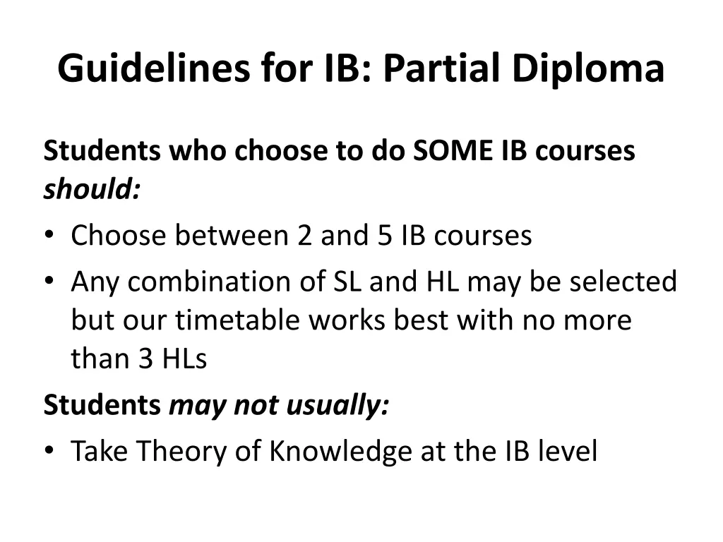 guidelines for ib partial diploma