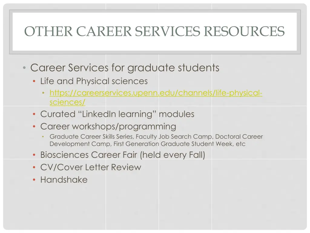 other career services resources