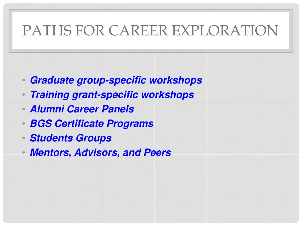 paths for career exploration