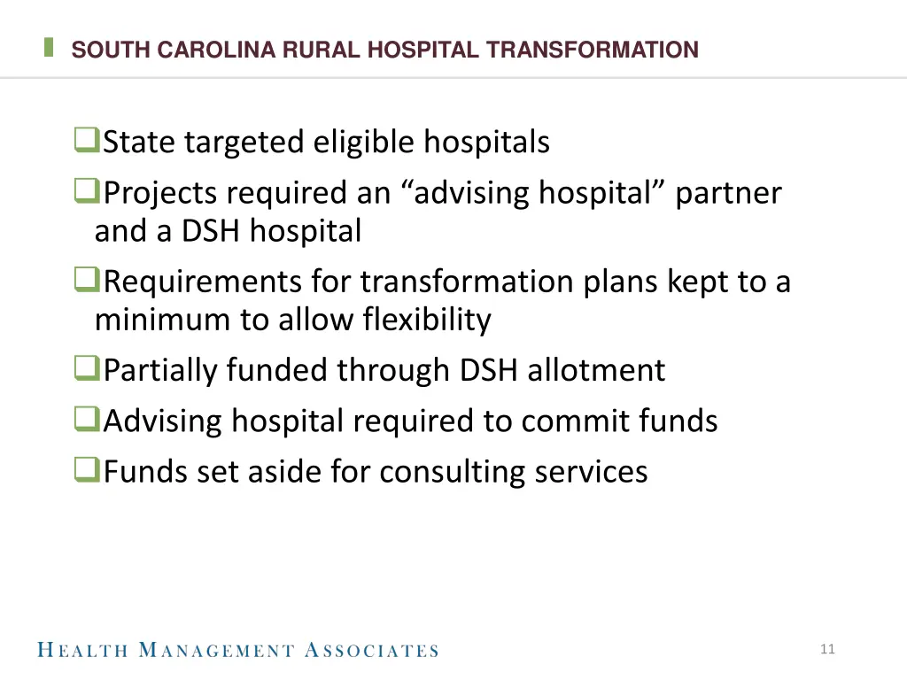 south carolina rural hospital transformation