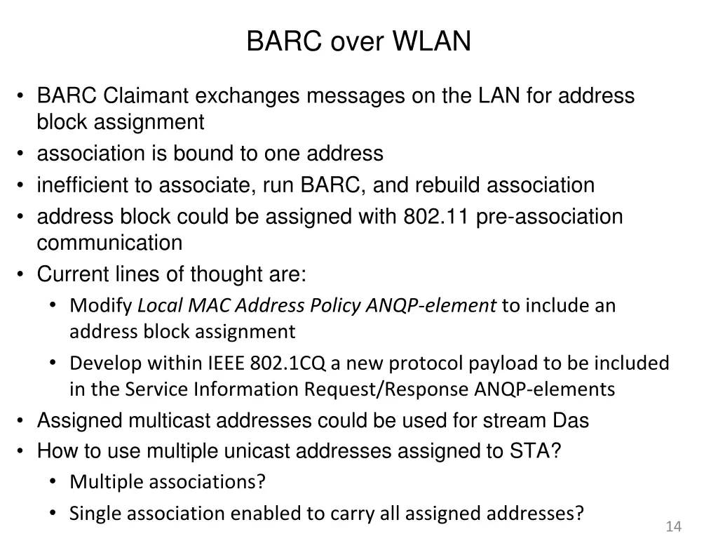 barc over wlan