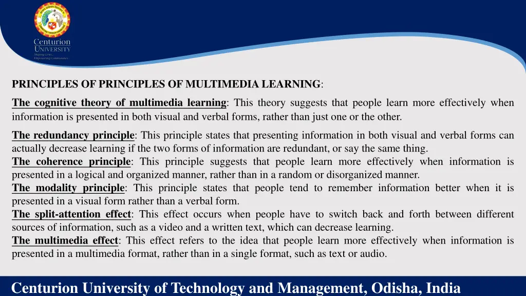principles of principles of multimedia learning