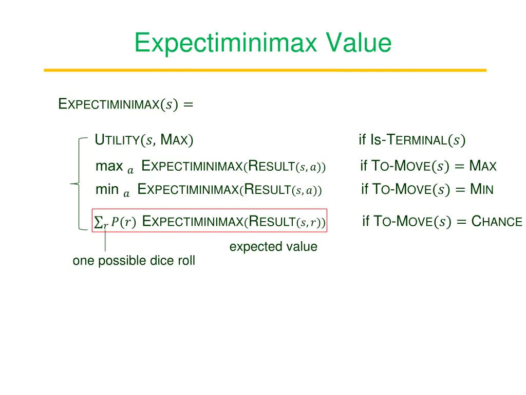 expectiminimax value