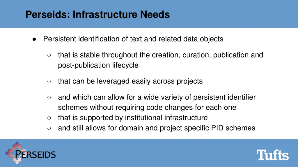 perseids infrastructure needs