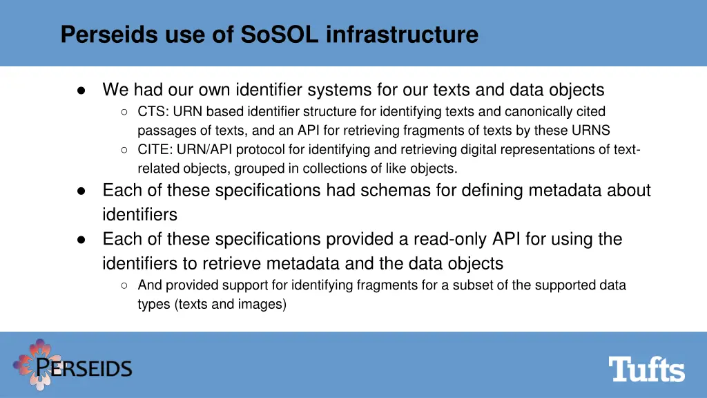 perseids use of sosol infrastructure 1