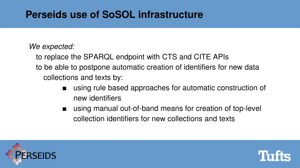 perseids use of sosol infrastructure 2