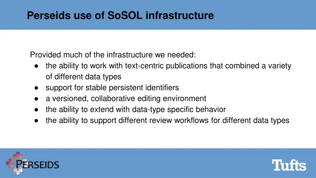 perseids use of sosol infrastructure