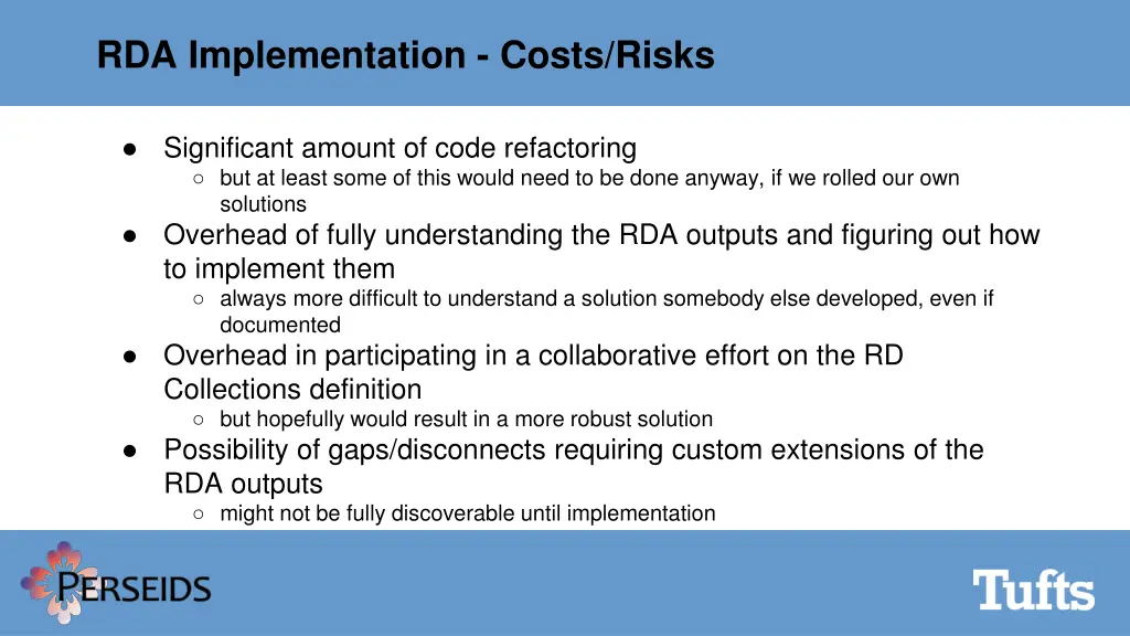 rda implementation costs risks