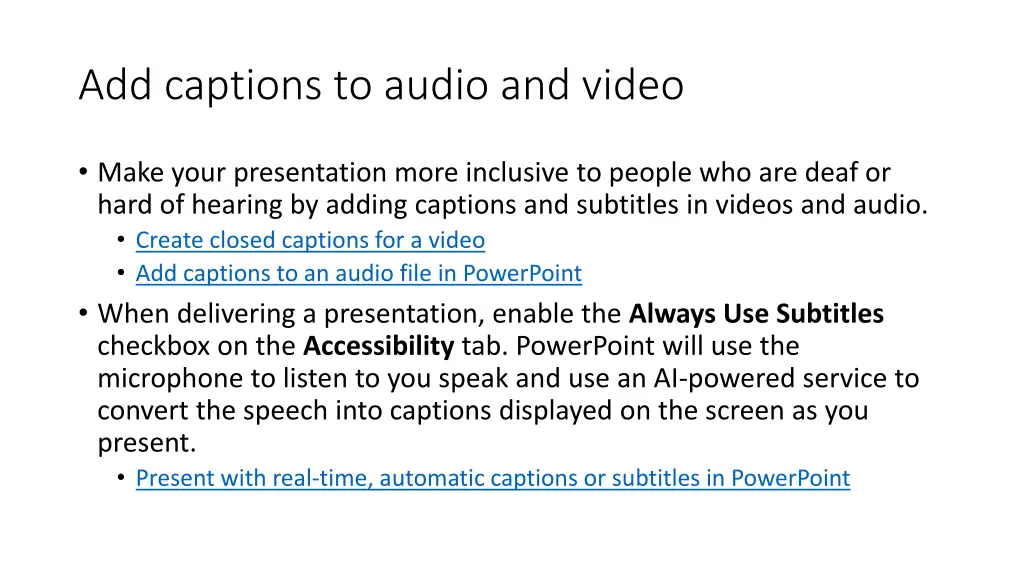 add captions to audio and video