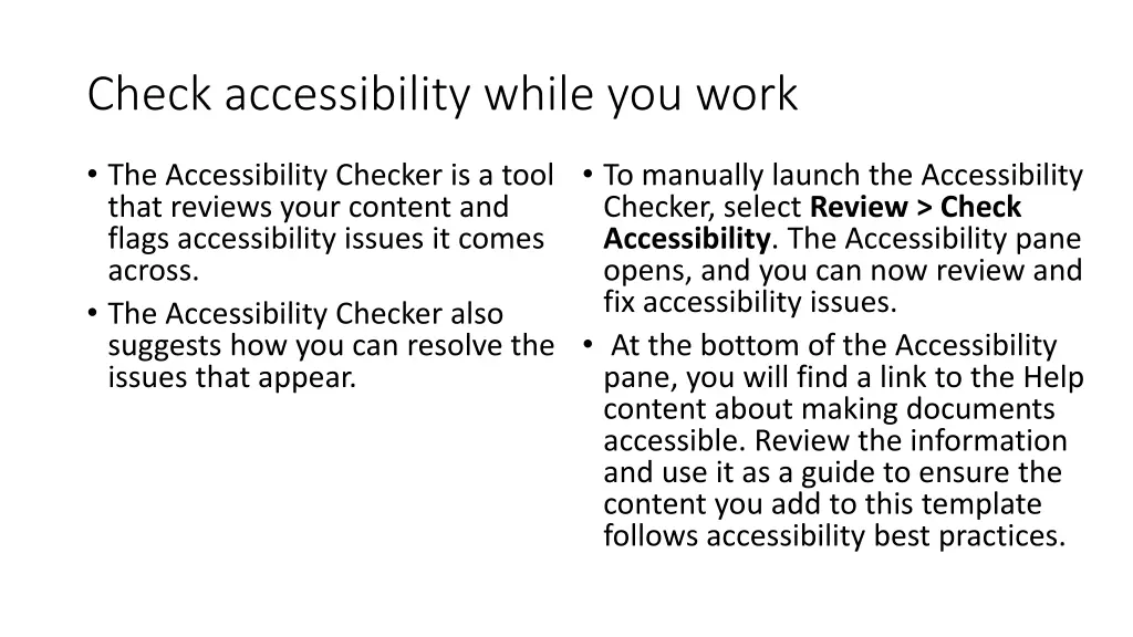 check accessibility while you work