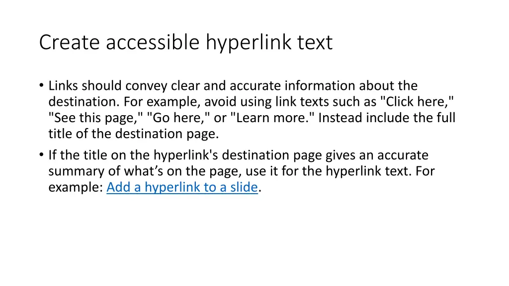 create accessible hyperlink text